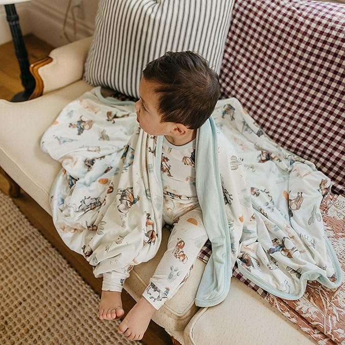 Large Premium Knit Baby 3 Layer Stretchy Quilt Blanket "Boone" by Copper Pearl