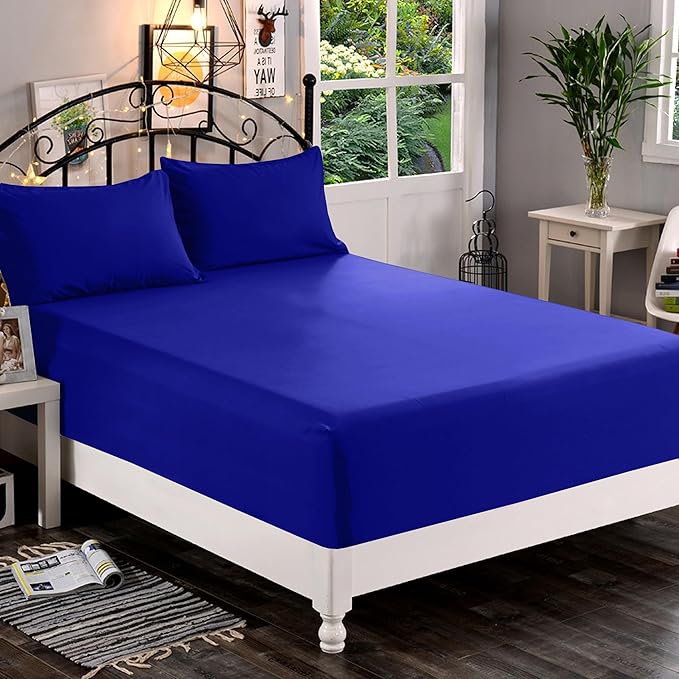 Elegant Comfort 1500 Premium Quality Fitted Sheet Ultra Soft 18-24 Inch Extra Deep Pocket - Single Fitted Sheet for High Mattress - Wrinkle Free with Smart Storage Pockets, Twin/Twin XL, Royal Blue