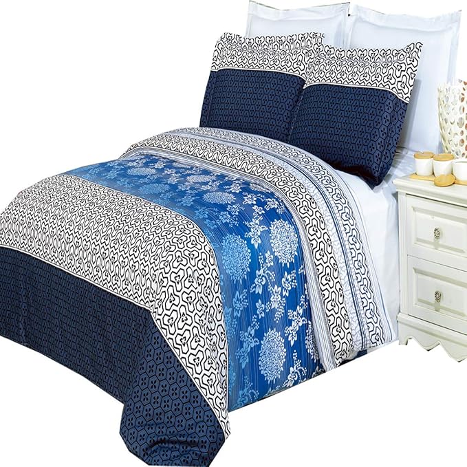 Royal Hotel Bedding Lydia 4 Piece Full/Queen Comforter Set 100% Cotton 300 Thread Count
