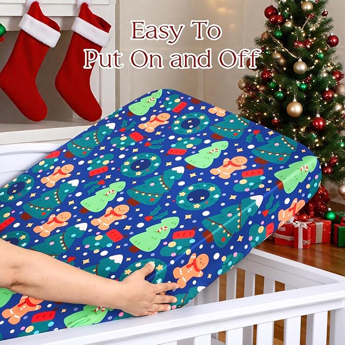 UOMNY Crib Sheet, Christmas Crib Sheets Baby Sheet for Standard Crib and Toddler Mattresses Nursery Bedding Sheet Crib Mattress Sheets for Boys and Girls 1 Pack Toddler Sheet