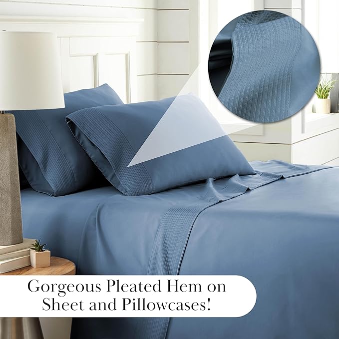 Southshore Fine Living, Inc. Deep Pocket Full Size Bed Sheets Set with 21" Deep Full Fitted Sheet, Two Pillow Cases Standard Size | Hotel Luxury Quality | Easy Care Microfiber Sheets | Coronet Blue