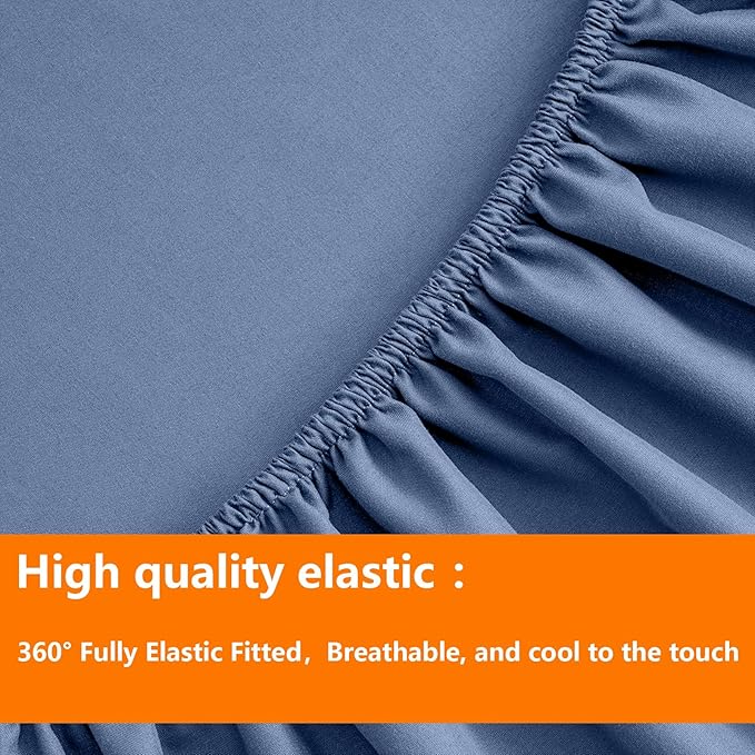 TAIMIT Slate Blue Twin Size Comforter Set - 5 Pieces, Bed in a Bag Bedding Sets with All Season Soft Quilted Warm Fluffy Reversible Comforter,Flat Sheet,Fitted Sheet,1 Pillow Shams,1 Pillowcases
