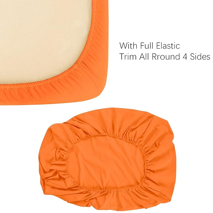 NTBAY 2 Pack 100% Brushed Microfiber Fitted Crib Sheet, Super Soft and Cozy 28x52 Crib Sheet for Standard Crib and Toddler Mattresses, Boys, Girls, Unisex, Orange, 28x52 Inches