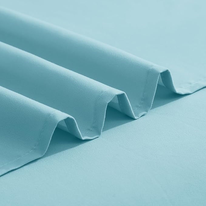 Elegant Comfort Luxurious 1500 Premium Hotel Quality Microfiber Three Line Embroidered Softest 4-Piece Bed Sheet Set, Wrinkle and Fade Resistant, Full, Aqua Blue