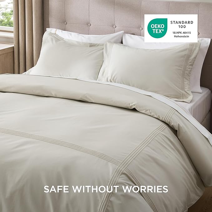 Bedsure 100% Cotton Duvet Cover Queen Size - Rope Weave Pattern Comforter Cover with Zipper Closure & 2 Pillow Shams, Comforter Sold Separately (Linen, 90"x90")