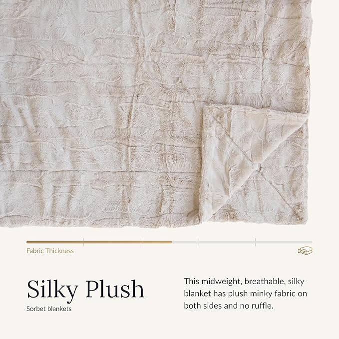 Minky Couture Sorbet Blanket - Ultra-Soft Throw for Silky Smooth Comfort - Premium Decorative Throw - Midweight, Breathable Fabric - Machine Washable Travel, Almond Croissant