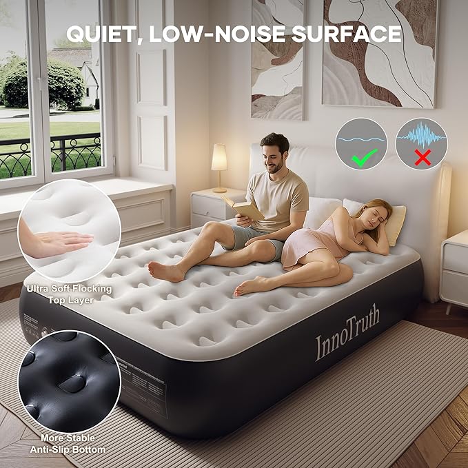InnoTruth Queen Camping Air Mattress with Built-in Pump, Inflatable Blow up Mattress for Home & Guests, Family Choice Award Winner, 13" Raised Colchones Inflables Air Bed, Ideal for Travel & Outdoor