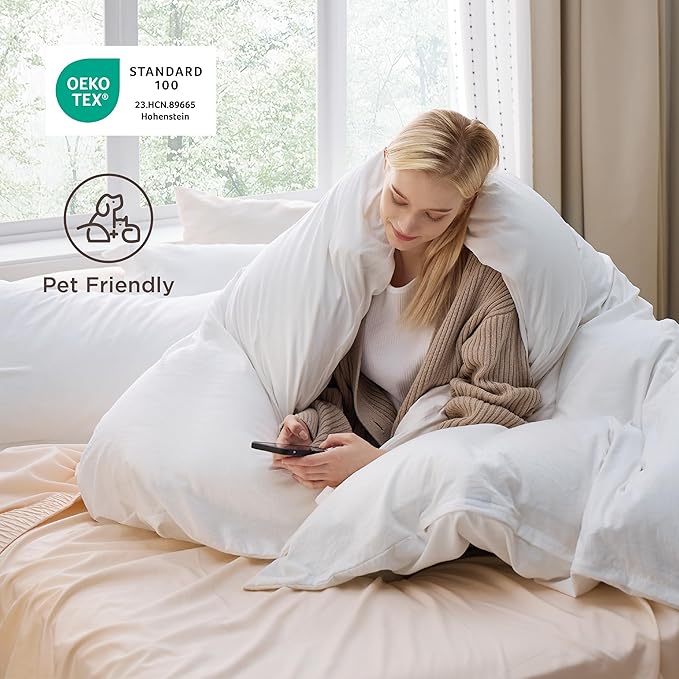 Bedsure White Oversized Queen Duvet Cover - 3 Pieces Prewashed Cotton-Like Extra Soft Bedding Set, Includes 1 Duvet Cover 98x98 Inches with Zipper Closure & 2 Pillow Shams, Comforter Not Included