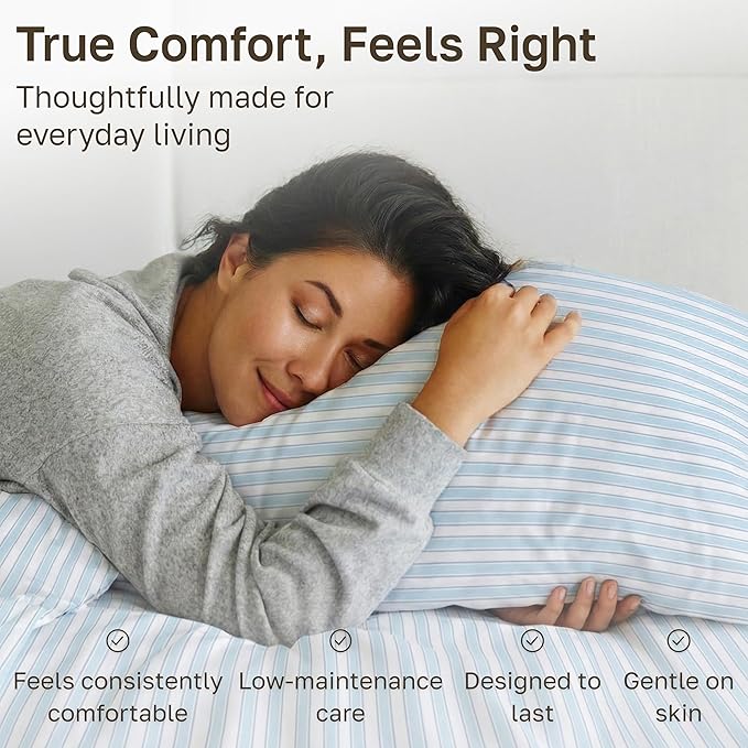 California Design Den Striped King Size Sheets Set - 400 Thread Count, Soft Sateen, Natural 100% Cotton Sheets, Deep Pockets, and Durable Bedding Set - Cape Stripe