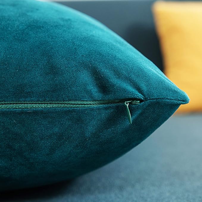 Euro Sham Covers 26x26 Teal: Pack of 2 Cozy Soft Velvet Square Modern Luxury Decorative Throw Pillow Cases for Sofa Couch Living Room Bed Home Decor