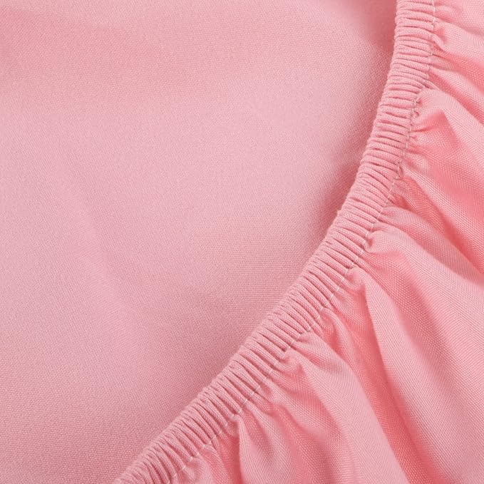 NTBAY Toddler Sheet Set - 3-Piece Microfiber Crib Sheet Set - Flat Sheet, Fitted Sheet, Pillowcase - Solid Toddler Bedding, Pink