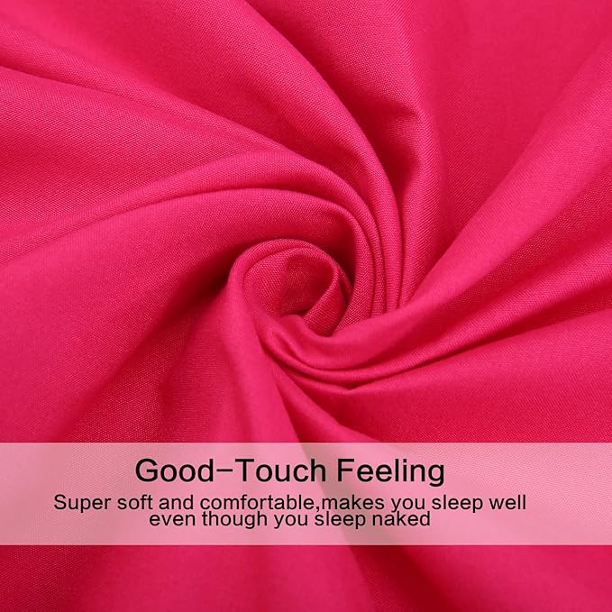 Twin XL Sheets Set 4 Piece Cooling Bed Sheets- Hotel Luxury 1800 Bedding Sheets & Pillowcases - 1 Flat Sheet,1 Fitted Sheet and 2 Pillow Cases - Extra Soft , Deep Pocket up to 16" (Hot Pink)