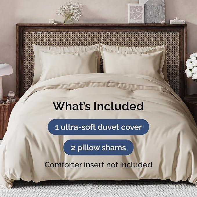 Duvet Cover King Size - Extra Soft King Size Duvet Cover - Lightweight, Breathable & Cozy - Easy Care & Fade Free with Zipper Closures & Ties - 104" x 90" Inches - (Wheat) Comforter Not Included