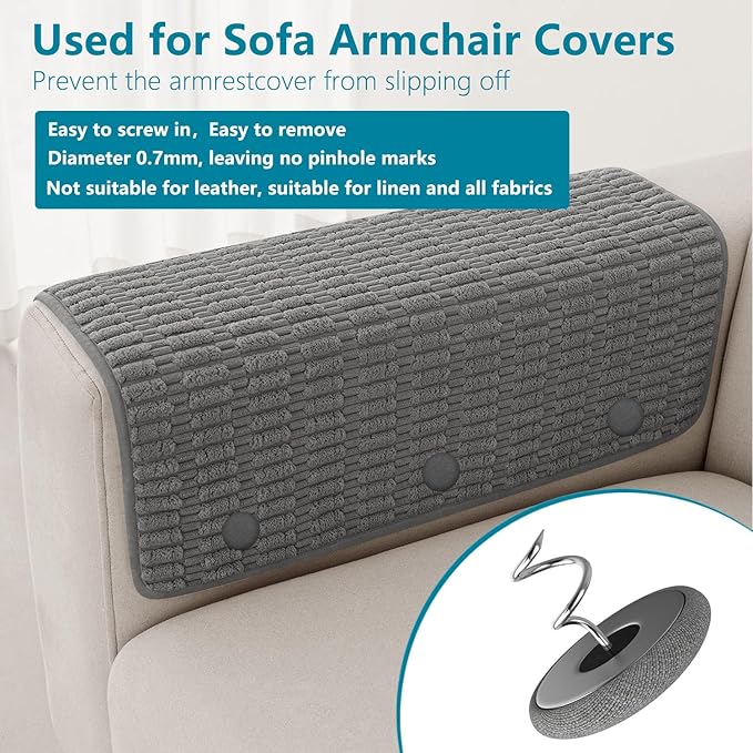 Flax Covered Button Twist Pins - for Bed Skirts Pins,Sofa,Upholstery,Armchair Caddies, Armrest Covers, Slipcovers (12, Middle Gray)