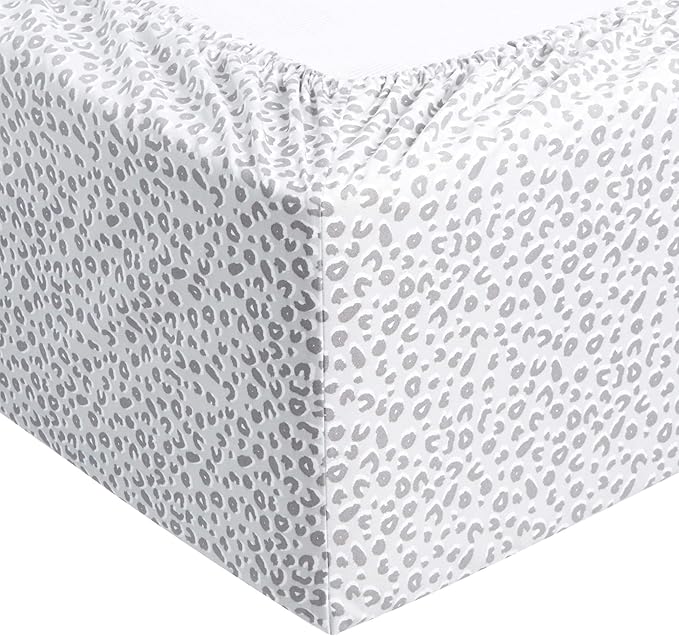 Amazon Basics Lightweight Super Soft Easy Care Wrinkle Free Microfiber 3 Piece Bed Sheet Set with 14-Inch Deep Pockets, Machine Washable, Twin, Gray Cheetah, Printed, Kids, Men & Women Bedding