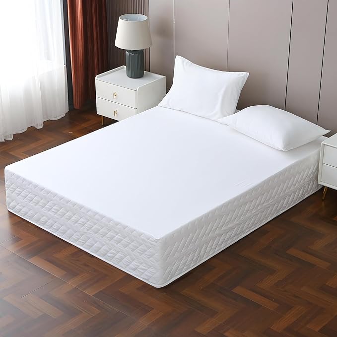 Full Bed Skirt-Box Spring Cover with 14 Inch Tailored Drop,Wrinkle and Fade Resistant Hotel Wrap Around Bed Skirts,Bed Frame Cover (Checkered White, Full)