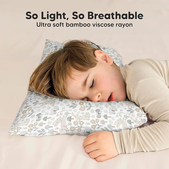 KeaBabies Toddler Pillow with Pillowcase - 13x18 My Little Cuddly Kids Travel Pillows for Sleeping, Nap, Viscose from Bamboo Nursery Pillowcase, Soft & Breathable, Toddler 2-5 Years Old (Prairie)