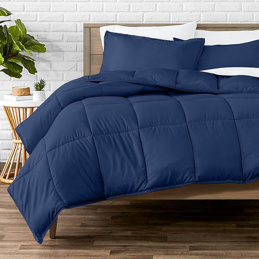 Bare Home Comforter Set - Oversized Queen Size - Ultra-Soft - Goose Down Alternative - Premium 1800 Series - All Season Warmth (Oversized Queen, Dark Blue)