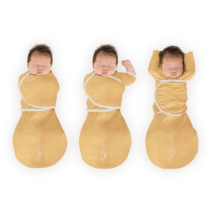 SwaddleDesigns 6-Way Omni Swaddle Sack, Arms Up Swaddle for Newborn, More Options to Calm Startle Reflex, Improves Sleep, Easy Transition Baby Sleep Sack, 12-18 lbs, Heathered Gold