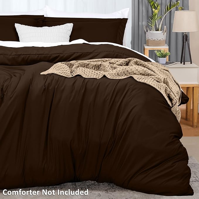 Utopia Bedding Duvet Cover King Size - 3 Piece with Zipper Closure - 1 Comforter Cover 104X90 Inches & 2 Pillow Shams 20X36 Inches (Brown) Comforter Not Included