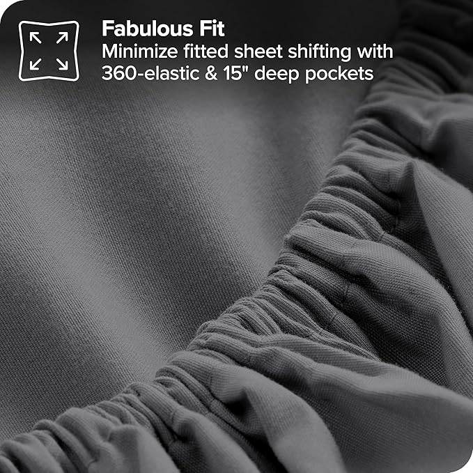 Bare Home Bed-in-A-Bag 7 Piece Comforter & Sheet Set - Full XL - Goose Down Alternative - Ultra-Soft 1800 Premium Bedding Set (Full XL, Grey/Grey)