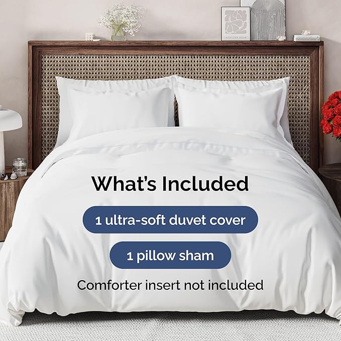 White Duvet Cover Twin/Twin XL Size - Extra Soft Twin/Twin XL Size Duvet Cover - Lightweight & Breathable - Easy Care & Fade Free w/ Zipper Closures & Ties - 68" x 90" Inches - Comforter Not Included