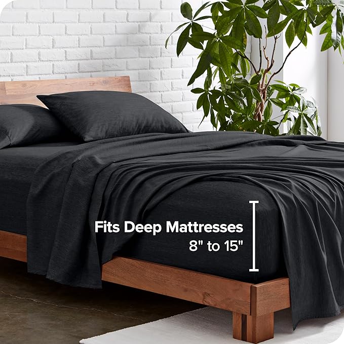 Bare Home Split California King Sheet Set - 1800 Ultra-Soft Microfiber Double Brushed - Deep Pockets - Easy Fit - 5 Piece Set - Bed Sheets (Split Cal King, Heathered Black)
