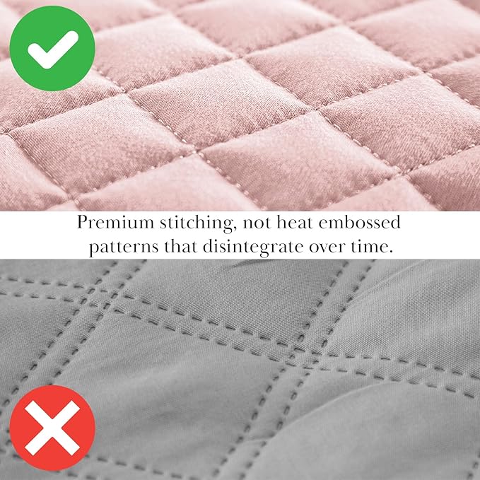 Southshore Fine Living, Inc. Pink King Quilt Set with 2 Pillow Shams, Stitched Lightweight Coverlet, King Size, Stain & Pet Hair Resistant Bedding Set, Fits Standard or California Beds, Pastel Pink