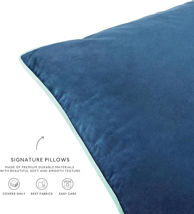 MONDAY MOOSE Decorative Throw Pillow Covers Cushion Cases, Set of 2 Soft Velvet Modern Double-Sided Designs, Mix and Match for Home Decor, Pillow Inserts Not Included (16x16 inch, Green/Blue)