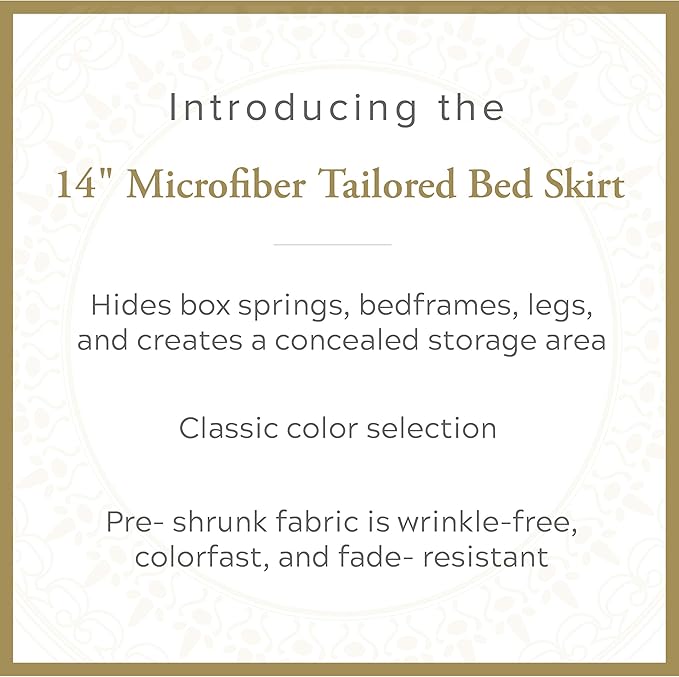 Luxury Hotel Tailored Bed Skirt, Box Pleats, 14 Inch Drop, Queen, Navy