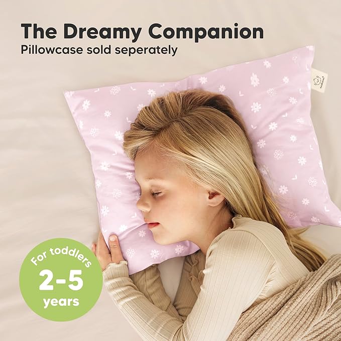 KeaBabies 2-Pack Toddler Pillows 2 Year Old to 5-13x18 Soft Organic Cotton Kids Pillow for Sleeping, Travel, School, Daycare, Nap, Toddler Bed, Machine Washable, Without Pillowcase (Daisy)