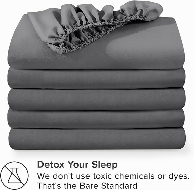 Bare Home 5-Pack Fitted Bottom Ultra-Soft Sheets King - Premium 1800 Ultra-Soft Wrinkle Resistant Microfiber - Deep Pocket (King, Grey)