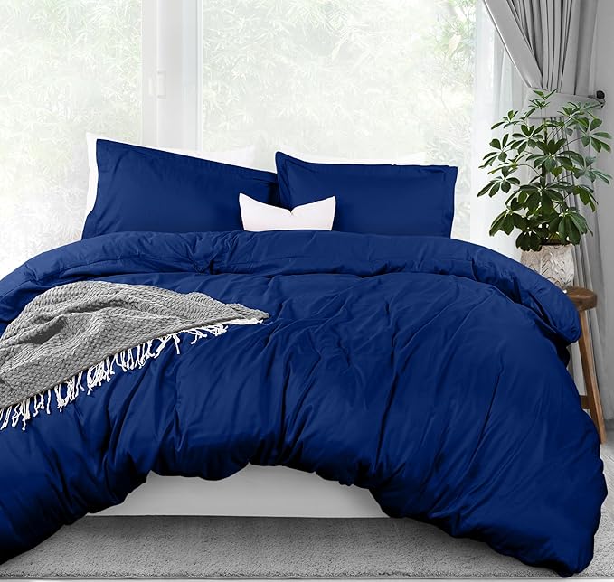 Utopia Bedding Duvet Cover Queen Size - 3 Piece with Zipper Closure - 1 Comforter Cover 90X90 Inches & 2 Pillow Shams 20X26 Inches (Royal Blue) Comforter Not Included
