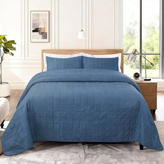 Quilt Bedding Set Super King Size - Cotton Oversized King Bedspread Sets Soft Lightweight Bedspreads Quilts Comforter Coverlet Geometric Pattern with 2 Pillow Shams for All Season, 120x128 inches