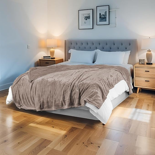 Electric Heated Blanket 72"x84" Full Size Flannel Heated Blanket, Cozy & Warm for All Night, 4 Heat Settings & 10 Hours Auto Off, Machine Washable, Linen