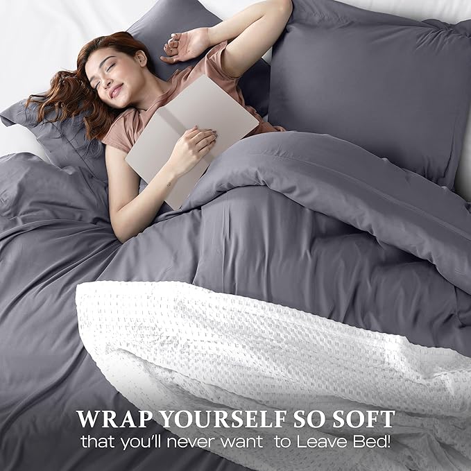 Utopia Bedding Duvet Cover King Size - 3 Piece with Zipper Closure - 1 Comforter Cover 104X90 Inches & 2 Pillow Shams 20X36 Inches (Grey) Comforter Not Included