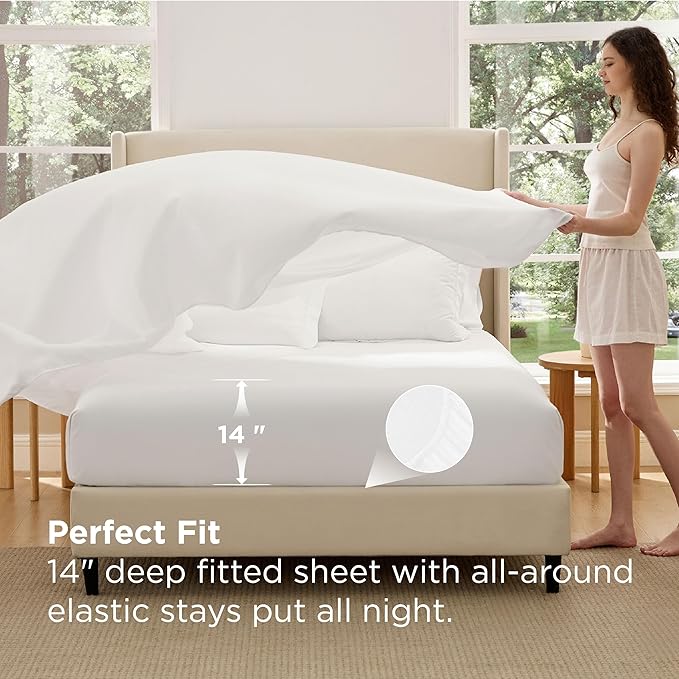 Bedsure 5 Pieces Twin Comforter Set Premium Series, Hotel Luxury Soft Bed in a Bag, Goose Down Alternative, Safe for Sensitive Skin Bedding Comforter All Season Medium Warmth, White Wavy Quilted