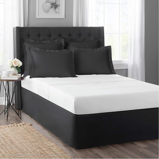 Today’s Home Classic Tailored Bed Skirt Dust Ruffle, Cotton Blend Design, 14" Drop Length, Full, Grey