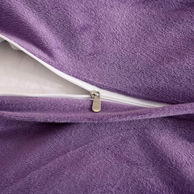 Uhamho Faux Fur Velvet Fluffy Bedding Duvet Cover Set Down Comforter Quilt Cover with Pillow Shams, Ultra Soft Warm (King, Purple)