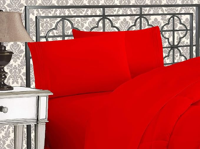 Elegant Comfort Softest, Coziest, 1500 Premier Hotel Quality Wrinkle and Fade Resistant 2-Piece Pillowcases, King Size, Red