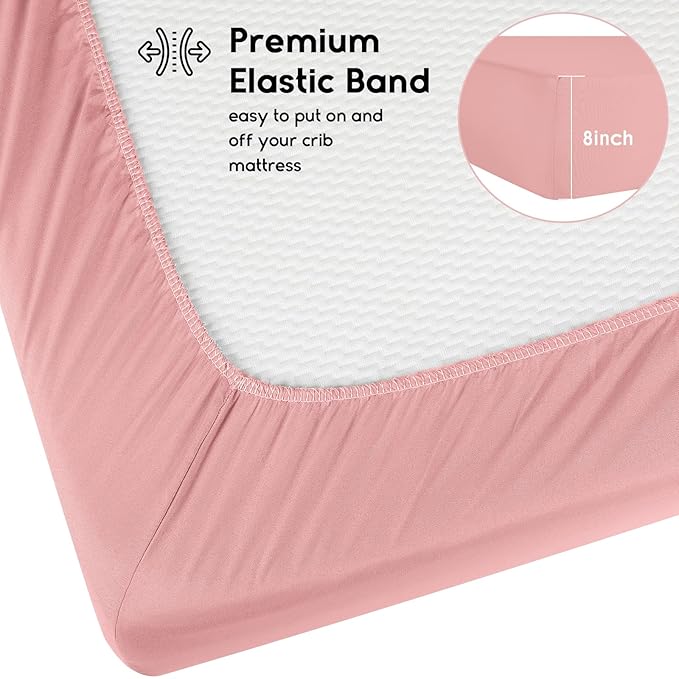 Yoofoss Baby Crib Sheets for Boys Girls, Fitted Crib Sheet 2 Pack for Standard Crib and Toddler Mattress, Super Soft Microfiber Baby Sheet 28x52x8in Pink+Love