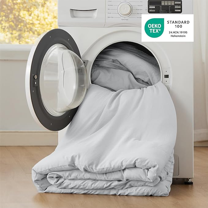 Bedsure Twin/Twin XL Comforter Set, Light Grey Soft Prewashed Bedding for All Seasons, 2 Pieces GentleSoft™ Bed Set, 1 Lightweight Comforter (68"x88") and 1 Pillowcase (20"x26")