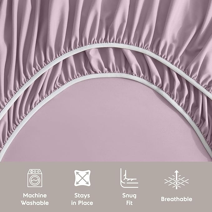 Nestl Queen Sheet Set - Luxury 1800 Ultra-Soft Microfiber Bed Sheets - Double Brushed - Deep Pockets - Easy Fit - 4 Piece Set - Bedding Sheets & Pillowcases (Queen, Dusty Purple)