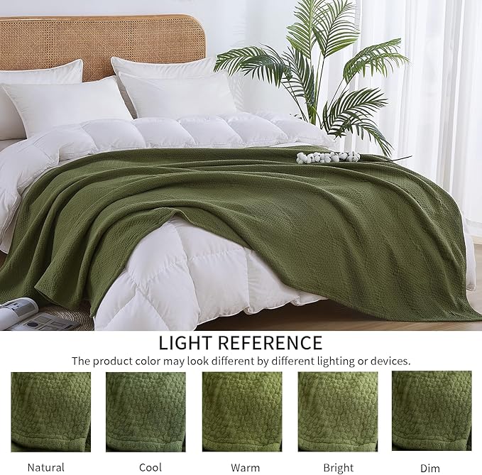 Premium 100% Cotton Blanket – All-Season Soft Breathable Bed Blanket for Twin Size – Lightweight Stylish Textured Throw for Bed– Giftable Cozy Bedding