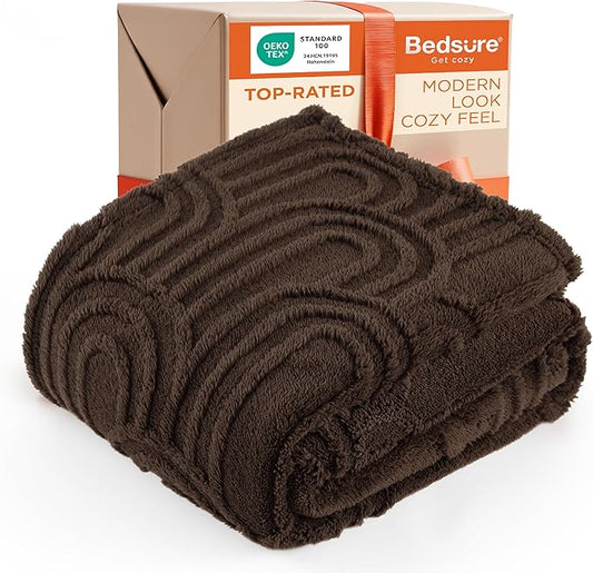 Bedsure GentleSoft Brown Throw Blanket for Couch - Super Soft & Cozy Summer Blankets for Women, Fluffy Fleece Throw for Girls, for Women, Ideal for Room, Home Decor, Dark Brown, 50x60 Inches