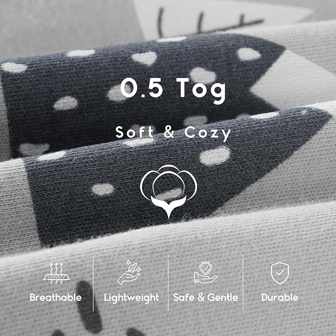 Yoofoss Baby Sleep Sack 0-6 Months 0.5 Tog Wearable Blanket for Baby, 3 Pack 100% Organic Cotton Infant Toddler Sleeping Sack 2-Way Zipper Lightweight Sleep Sack