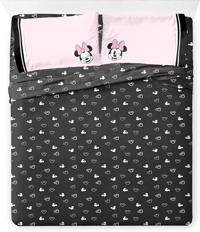 Jay Franco Kids Comforter Set Includes Sheets and Pillow Covers - Soft and Cozy Bed Set for Stylish Room Decor, Official Licensed Bedding, Multi - Minnie Mouse, 7 Piece Full