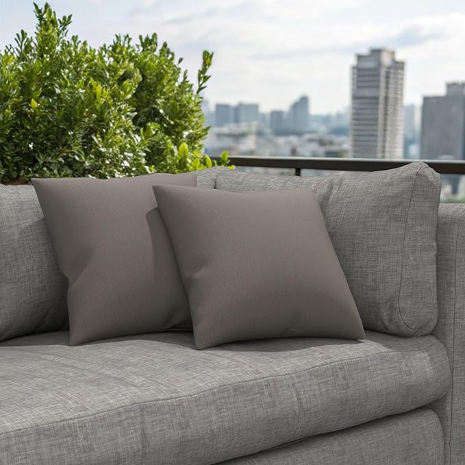 Covers & All Sunbrella Outdoor Throw Pillows, Pack of 2 Water Resistant & UV Fade Resistant Premium Square Throw Pillows (Inserts with Covers) for Indoor & Outdoor Use,18" x 18" Spectrum Graphite