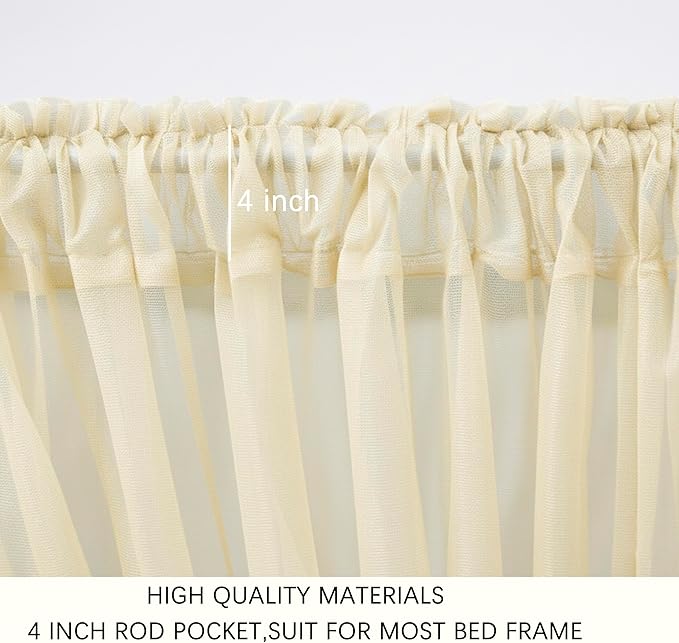 Akiky Canopy Bed Curtains 8 Panel Bed Curtains Drapes for Full Queen Size Bed Sheer Canopy Bed Drapes with Lights(Khaki)