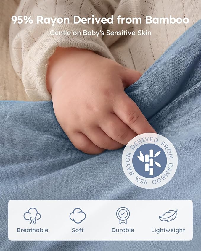 Yoofoss Rayon Made from Bamboo Baby Sleep Sack 6-12 Months 1.0 Tog Baby Wearable Blanket, Super Soft Infant Toddler Sleeping Sack 2-Way Zipper